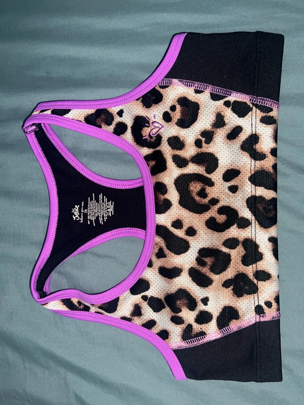 Justice Black Sports Bra with Bright Purple Trim